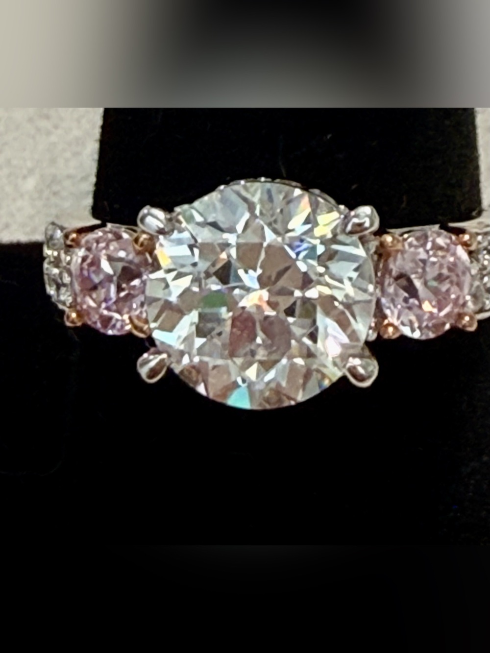 🌸JTV40 - Vanna K STUNNING Solitaire Ring with Pink Side Stones💕💎🛍️